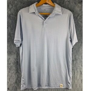 Rorie Whelan Golf Mens Large Blue White Striped Performance Polo Shirt Stretch